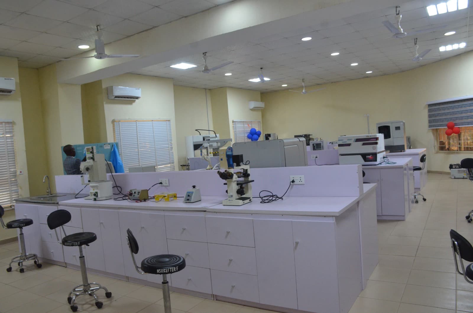 Inside one of CEFTER's food-science laboratories, with analytical instruments and microscopes